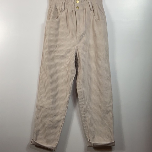 HIGH Waist Paperbag Corduroy Baggy Pants - Picture 6 of 7